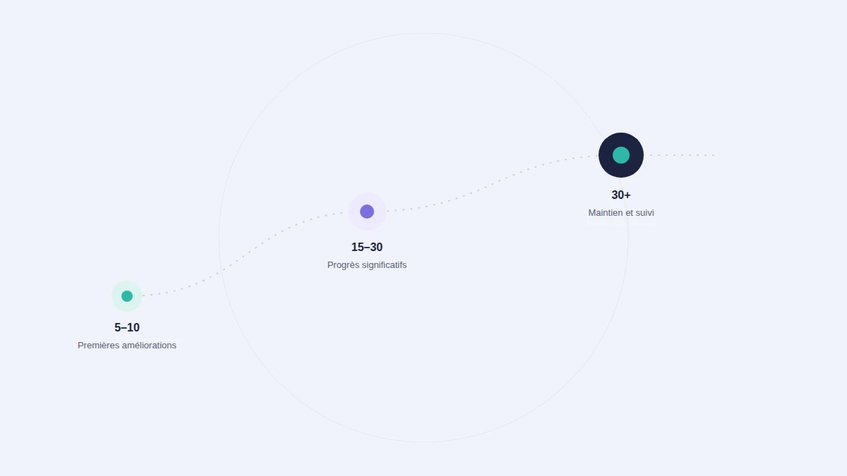 Progression en 3 étapes : 5-10, 15-30, 30+ séances de neurofeedback
