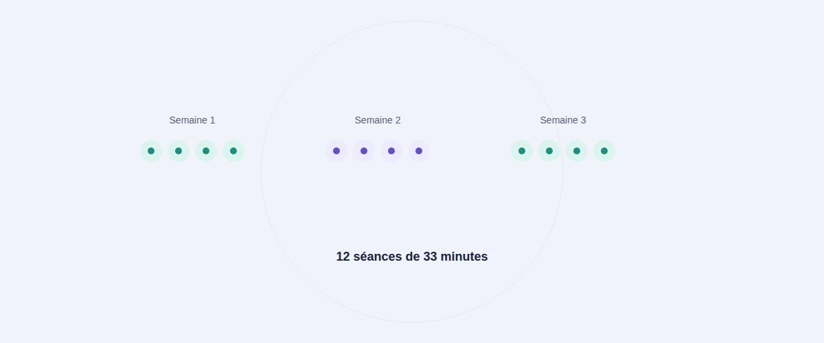 Répartition des 12 séances de neurofeedback sur 3 semaines