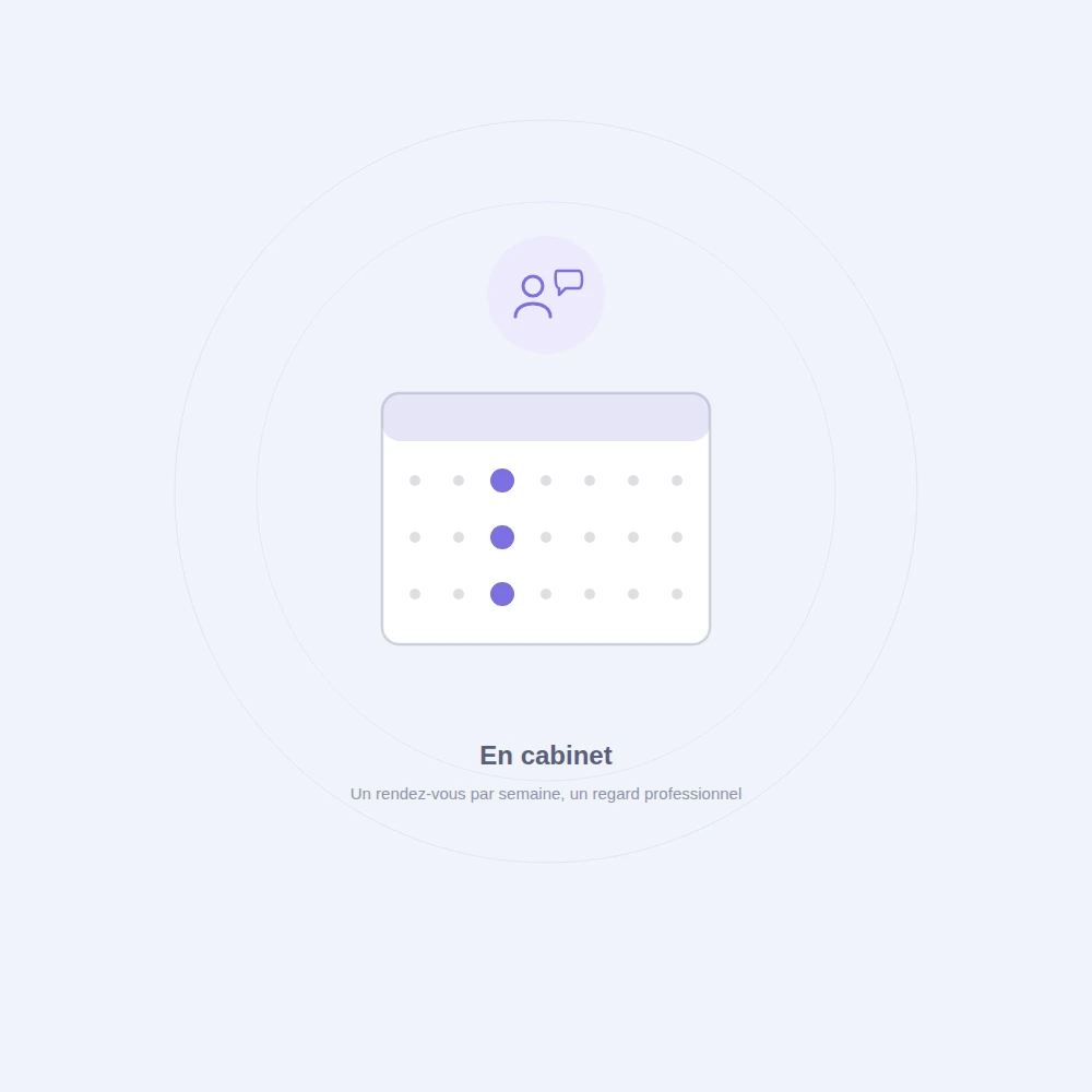 Calendrier avec une séance de neurofeedback par semaine en cabinet, accompagnée par un praticien